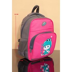 Kidessa 1234 Anatomik Sırtlı Yapılı Unisex Anaokul Çantası - NKT01234-PEMBE-TEK EBAT