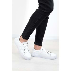 Konfores 1278 Hakiki Deri Anatomik Günlük Sneakers Erkek Ayakkabı - NKT01278-BEYAZ-40