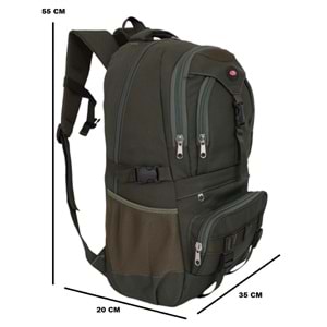 Konfores 1307 Çadır Kumaş Seyehat ve Dağcı Sırt Çantası - NKT01307-haki-TEK EBAT