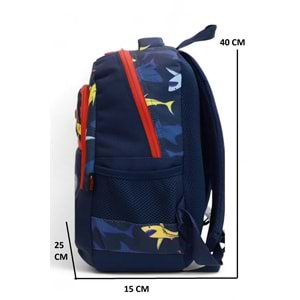 Kidessa 1308 Anatomik Sırtlı Yapılı Unisex İlkokul Çantası - NKT01308-Lacivert Pem-TEK EBAT