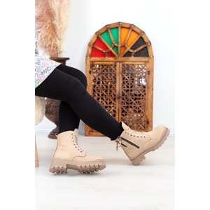 Konfores 1399 Kauçuk Tabanlı Bayan Spor Bot - NKT01399-BEJ-36
