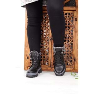 Konfores 1401 Kauçuk Tabanlı Bayan Spor Bot - NKT01401-siyah gri-38