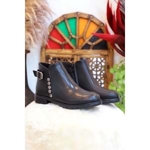 Konfores 1405 Kauçuk Tabanlı Bayan Düz Tabanlı Bot - NKT01405-siyah-37