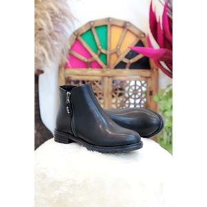 Konfores 1406 Kauçuk Tabanlı Bayan Düz Tabanlı Bot - NKT01406-siyah-38