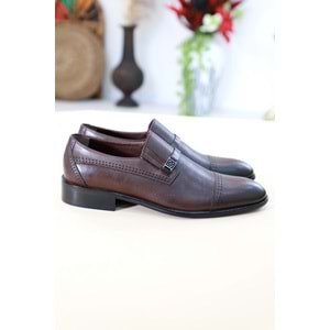 Konfores 1460 Hakiki Deri Erkek Klasik Ayakkabı - NKT01460-kahverengi-40