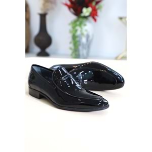 Konfores 1466 Hakiki Deri Erkek Klasik Ayakkabı - NKT01466-siyah rugan-40
