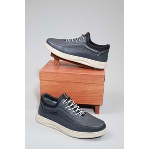 Konfores 1525 Hakiki Deri Anatomik Tabanlı Erkek Sneakers Ayakkabı - NKT01525-gri-41