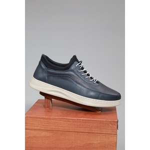 Konfores 1525 Hakiki Deri Anatomik Tabanlı Erkek Sneakers Ayakkabı - NKT01525-gri-41