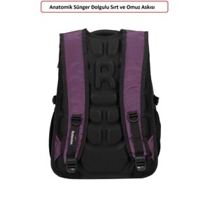 Konfores 1551-2225 Unisex Anatomik Yarasa Sırt Okul Çantası - NKT01551-MOR-TEK EBAT
