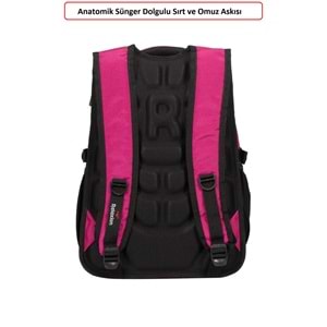 Konfores 1552-2227 Unisex Anatomik Yarasa Sırt Okul Çantası - NKT01552-PEMBE-TEK EBAT