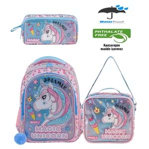 Kidessa 1661 Anatomik Sırtlı Yapılı Kız ve Erkek Çocuk İlkokul Çantası - NKT01661-mavi pembe-TEK EBAT