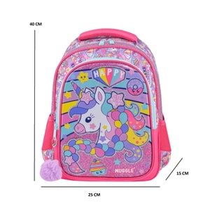 Kidessa 1661 Anatomik Sırtlı Yapılı Kız ve Erkek Çocuk İlkokul Çantası - NKT01661-PEMBE-TEK EBAT