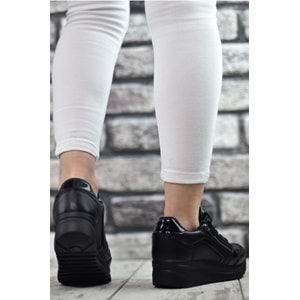 Konfores 1662 Anatomik Tabanlı Fermuarlı Bayan Sneakers Ayakkabı - NKT01662-siyah-36