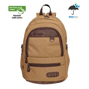 Konfores 1672 Unisex Anatomik Sırtlı Laptop Bölmeli Seyehat Spor ve Okul Çantası - NKT01672-Hardal-TEK EBAT