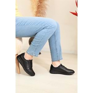 Konfores 1684 Hakiki Deri Anatomik Tabanlı Bayan Günlük Ayakkabı - NKT01684-siyah-40