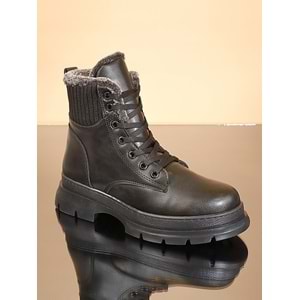 Konfores 1723-507003 Kauçuk Tabanlı Bayan Postal Spor Bot - NKT01723-siyah-38