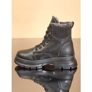 Konfores 1723-507003 Kauçuk Tabanlı Bayan Postal Spor Bot - NKT01723-siyah-40