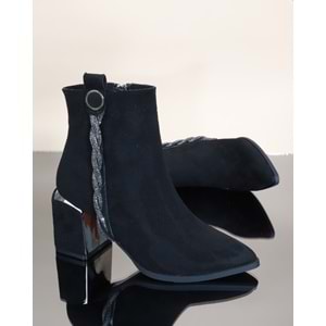 Konfores 1732-248027 Tpu Tabanlı Ayna Ökçeli Bayan Klasik Bot - NKT01732-siyah nubuk-40