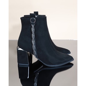 Konfores 1732-248027 Tpu Tabanlı Ayna Ökçeli Bayan Klasik Bot - NKT01732-siyah nubuk-40