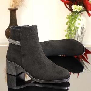 Konfores 1735-417533 Kauçuk Tabanlı Bayan Klasik Bot - NKT01735-siyah nubuk-36