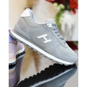 1743-Peru Hakiki Deri Anatomik Eva Tabanlı Unisex Sneakers Ayakkabı - NKT01743-gri beyaz-40