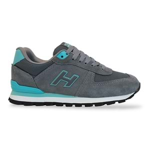 1743-Peru Hakiki Deri Anatomik Eva Tabanlı Unisex Sneakers Ayakkabı - NKT01743-Gri Turkuaz-37