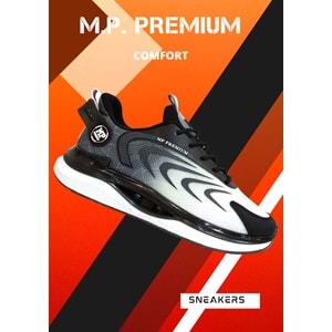 1747-1224 Anatomik Tabanlı Fileli Sneakers Ayakkabı - NKT01747-siyah beyaz-40