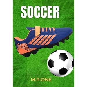 Kidessa 1754-3165 Bantlı Çocuk Çim Saha Futbol Ayakkabısı - NKT01754-sax mavi-34