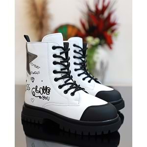 Kidessa 1763 Anatomik Tabanlı Kız Çocuk Postal Bot - NKT01763-BEYAZ-30