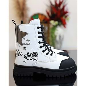 Kidessa 1763 Anatomik Tabanlı Kız Çocuk Postal Bot - NKT01763-BEYAZ-30