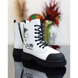 Kidessa 1763 Anatomik Tabanlı Kız Çocuk Postal Bot - NKT01763-BEYAZ-30