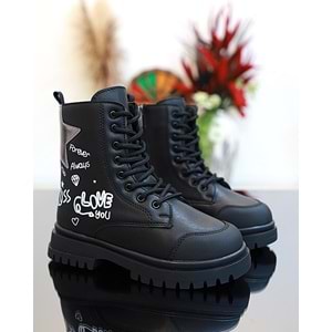 Kidessa 1763 Anatomik Tabanlı Kız Çocuk Postal Bot - NKT01763-siyah-29