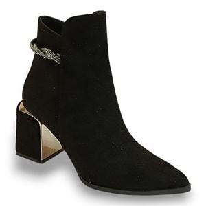 Konfores 1787-248029 Tpu Tabanlı Ayna Ökçeli Bayan Klasik Bot - NKT01787-Siyah Süet-40