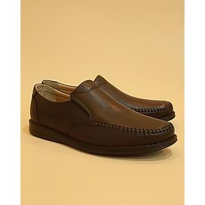 Konfores 1798 Hakiki Deri Anatomik Tabanlı Erkek Günlük Ayakkabı - NKT01798-Kahve Bağsız-40