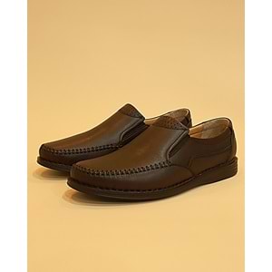 Konfores 1798 Hakiki Deri Anatomik Tabanlı Erkek Günlük Ayakkabı - NKT01798-Kahve Bağsız-40