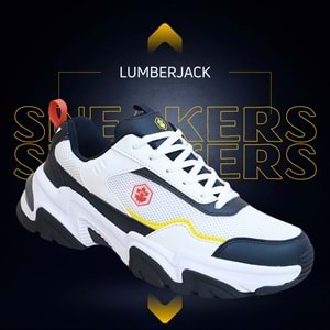 Lumberjack 1801-Joanna Anatomik Kalın Tabanlı Fileli Sneakers Ayakkabı - NKT01801-Beyaz Lacivert-42