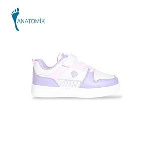 Kidessa 1825 Anatomik Tabanlı Unisex Çocuk Günlük Spor Ayakkabı - NKT01825-Beyaz Lila-25