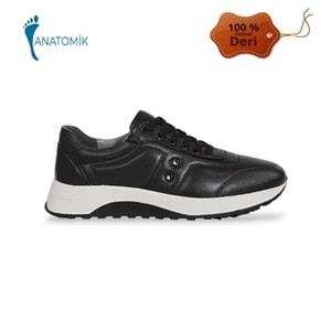 Konfores 1835-346497 Hakiki Deri Anatomik Tabanlı Erkek Sneakers Ayakkabı - NKT01835-siyah-40