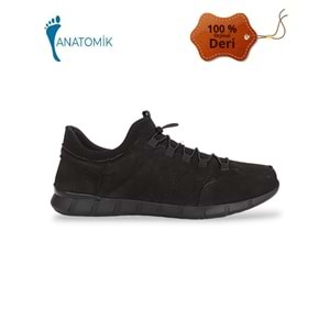 Konfores 1848 Hakiki Deri Anatomik Tabanlı Erkek Günlük Ayakkabı - NKT01848-siyah nubuk-40