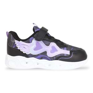Kidessa 1962 Işıklı Anatomik Tabanlı Çocuk Günlük Spor Ayakkabı - NKT01962-siyah mor-30