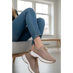 Konfores 1965-273061 Hakiki Deri Anatomik Tabanlı Kadın Sneakers Ayakkabı - NKT01965-BEJ-37