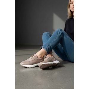 Konfores 1965-273061 Hakiki Deri Anatomik Tabanlı Kadın Sneakers Ayakkabı - NKT01965-BEJ-37