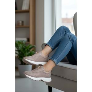 Konfores 1965-273061 Hakiki Deri Anatomik Tabanlı Kadın Sneakers Ayakkabı - NKT01965-BEJ-37