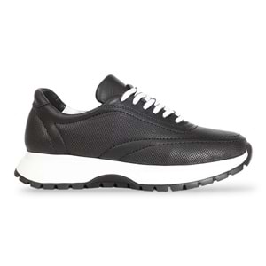 Konfores 1965-273061 Hakiki Deri Anatomik Tabanlı Kadın Sneakers Ayakkabı - NKT01965-siyah beyaz-36