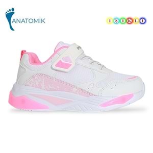 Kidessa 1967 Işıklı Anatomik Tabanlı Çocuk Günlük Spor Ayakkabı - NKT01967-beyaz pembe-26