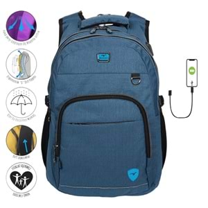 Konfores 1969-2238 Unisex Anatomik Yarasa Sırt Okul Çantası - NKT01969-mavi-TEK EBAT