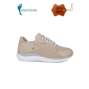 Konfores 2005-273075 Hakiki Deri Anatomik Tabanlı Kadın Sneakers Ayakkabı - NKT02005-BEJ-40