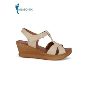 Konfores 2027-492076 Tam Anatomik Tabanlı Kadın Sandalet - NKT02027-BEJ-40
