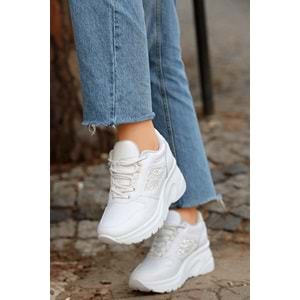 Konfores 2070 Anatomik Dolgu Tabanlı Kadın Sneakers Ayakkabı - NKT02070-BEYAZ-40