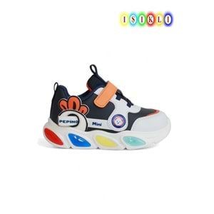 Kidessa 2086-Pepino Anatomik Tabanlı Çocuk Unisex Günlük Işıklı Spor Ayakkabı - NKT02086-Beyaz Lacivert-23